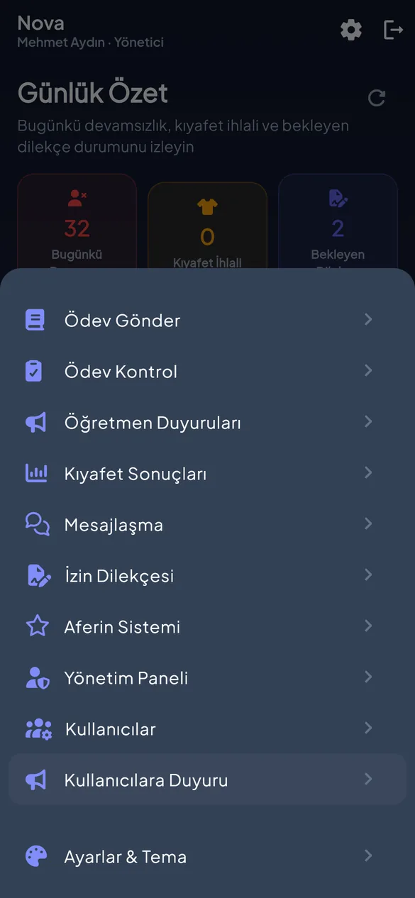İdare menüsü